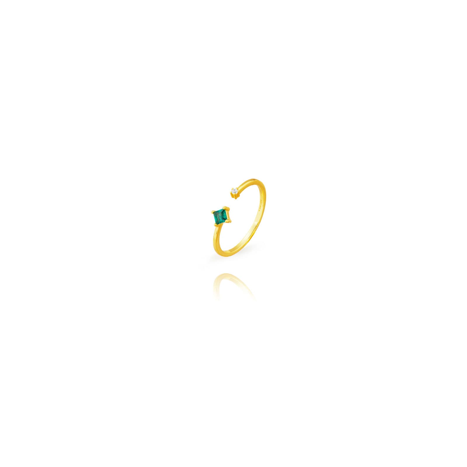 Anillo Abierto Rombo Verde