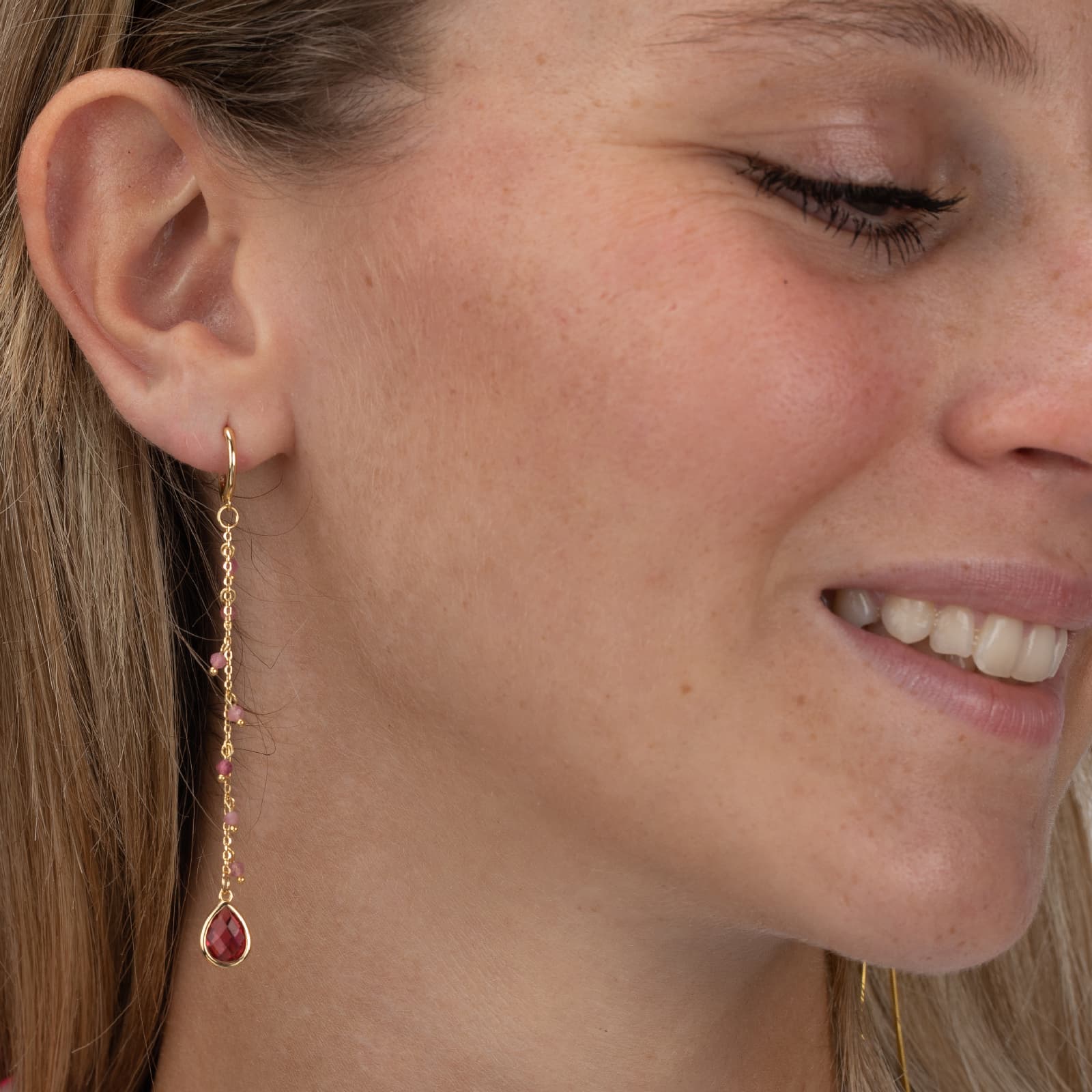 Pendientes Turmalina Rosa 75 mm